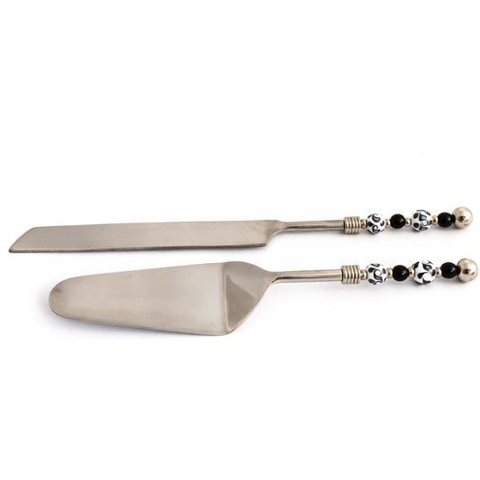 Cake/Pie Set-Black & White Waves