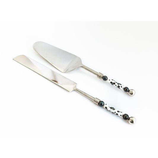 Cake/Pie Set-Black & White Waves 2
