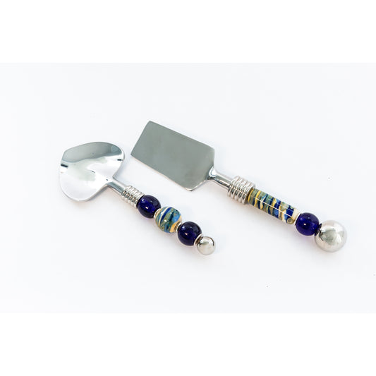 Butter/Cheese Spreader & Jam Set-Cobalt Swirl