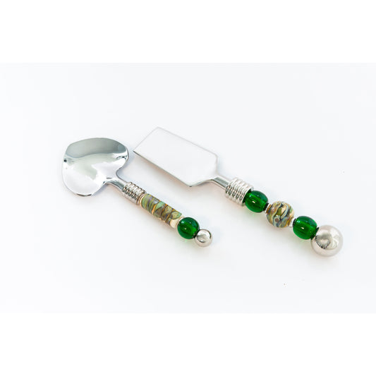 Butter/Cheese Spreader & Jam Set -Green Swirl