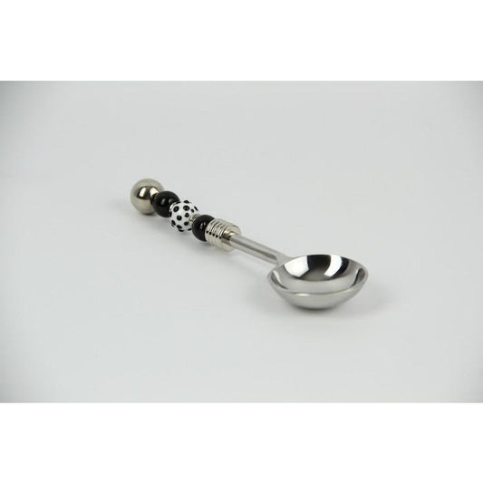 Salsa/Olive/Spoon-White & Black Dot