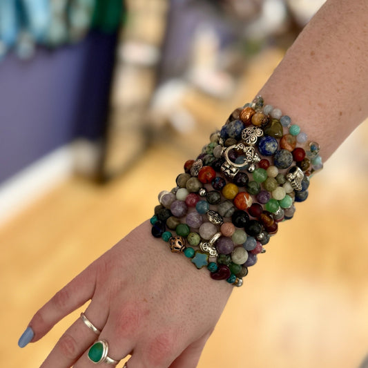 Reserved for Rebecca S. -Stacked Gemstone Stretch Bracelets