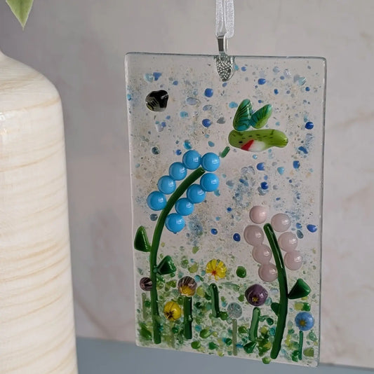 Spring Meadow Fused Glass Window Ornament